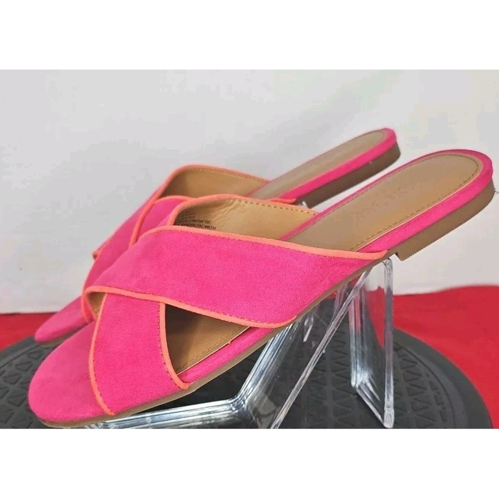 J.Crew Pink Leather Criss Cross Slide Sandal Open Toed Women's Size 6 - Picture 5 of 8